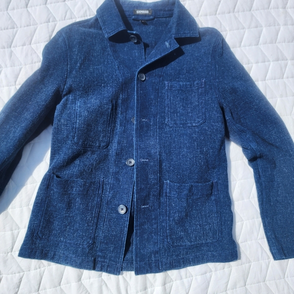 Express Men's Indigo Shirt Jacket - Picture 1 of 3